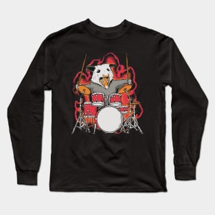 Crazy Possum playing Drums Long Sleeve T-Shirt